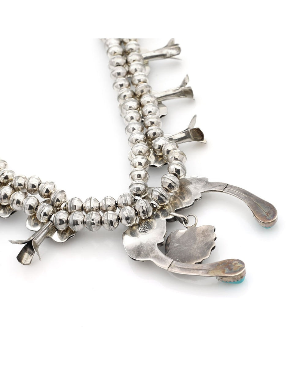 【未使用】Navajo Squash Blossom　ピアス　シルバー925 Set - Navajo Squash Blossom Necklace & Earrings, CJDNSN21-01