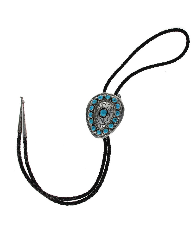 Navajo Wilbur Musket Sterling Silver & Turquoise Bolo Tie