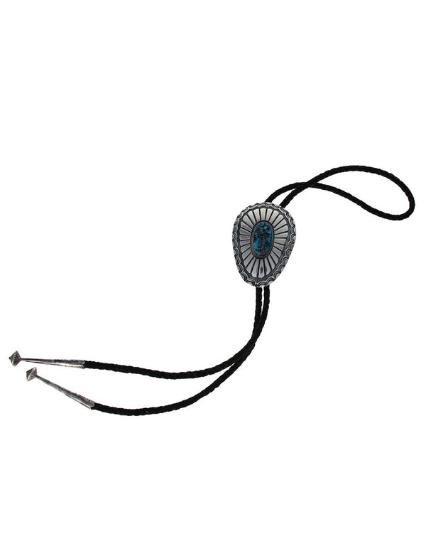 Navajo Charlie Mike Yazzie Sterling Silver & Turquoise Bolo Tie