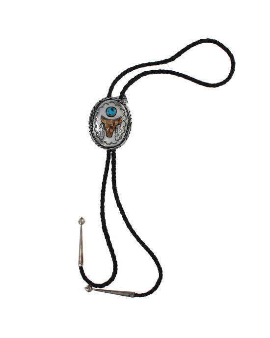 Navajo Tommy Moore Gold Filled Sterling Silver & Turquoise Bolo Tie