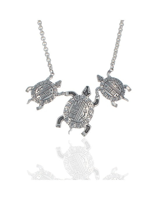 Southwestern Relios Roderick Tenorio Sterling Silver Turtles Necklace