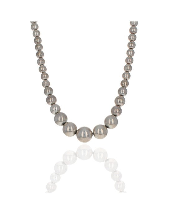 Sterling Silver Graduated Bead Necklace