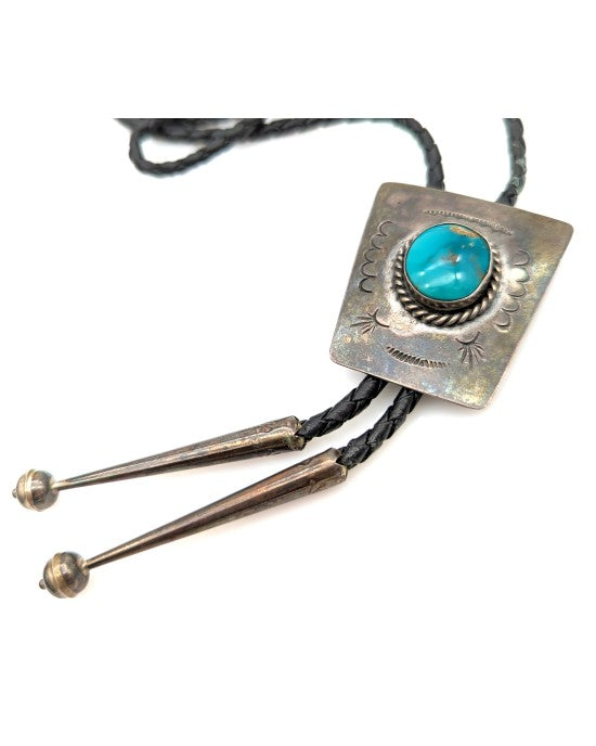 Navajo Sterling Silver & Turquoise Bolo Tie