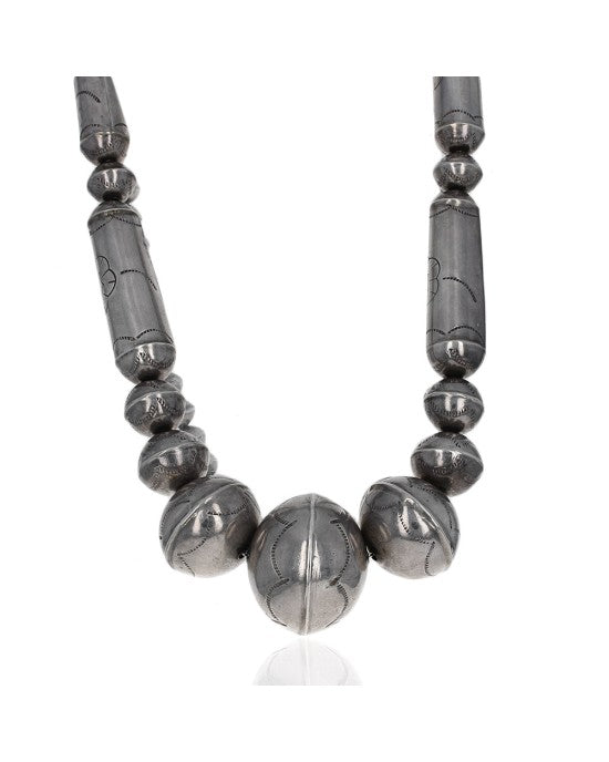 Navajo Sterling Silver Graduated Bead Necklace