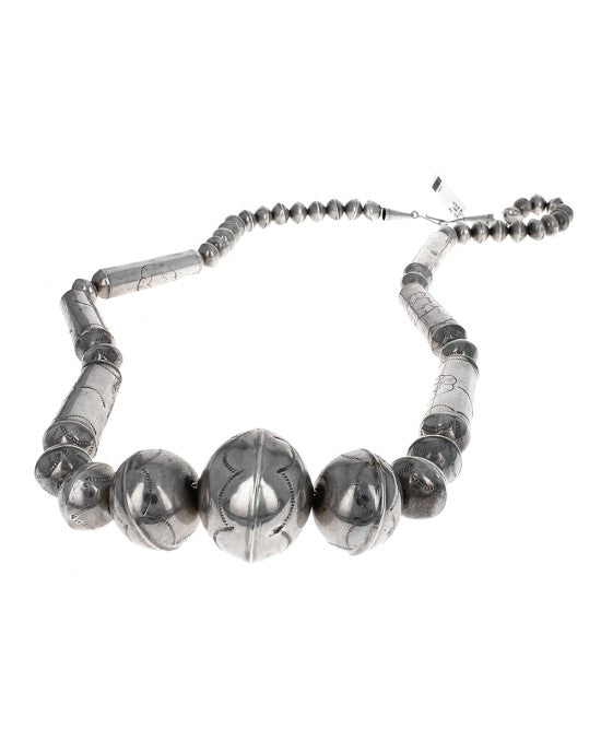 Navajo Sterling Silver Graduated Bead Necklace