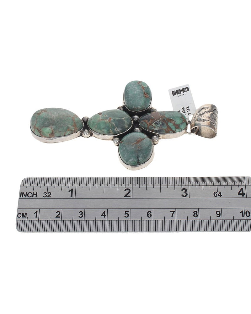 Navajo Tony Garcia Sterling Silver & Turquoise Cross Pendant