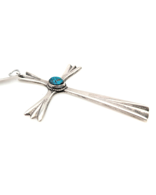 Navajo Sterling Silver & Turquoise Cross Pendant