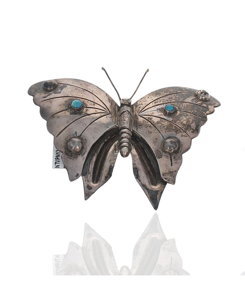 Sterling Silver & Turquoise Butterfly Pin