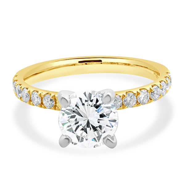 18 Karat Yellow Gold Round Brilliant Cut Diamond Engagement Ring