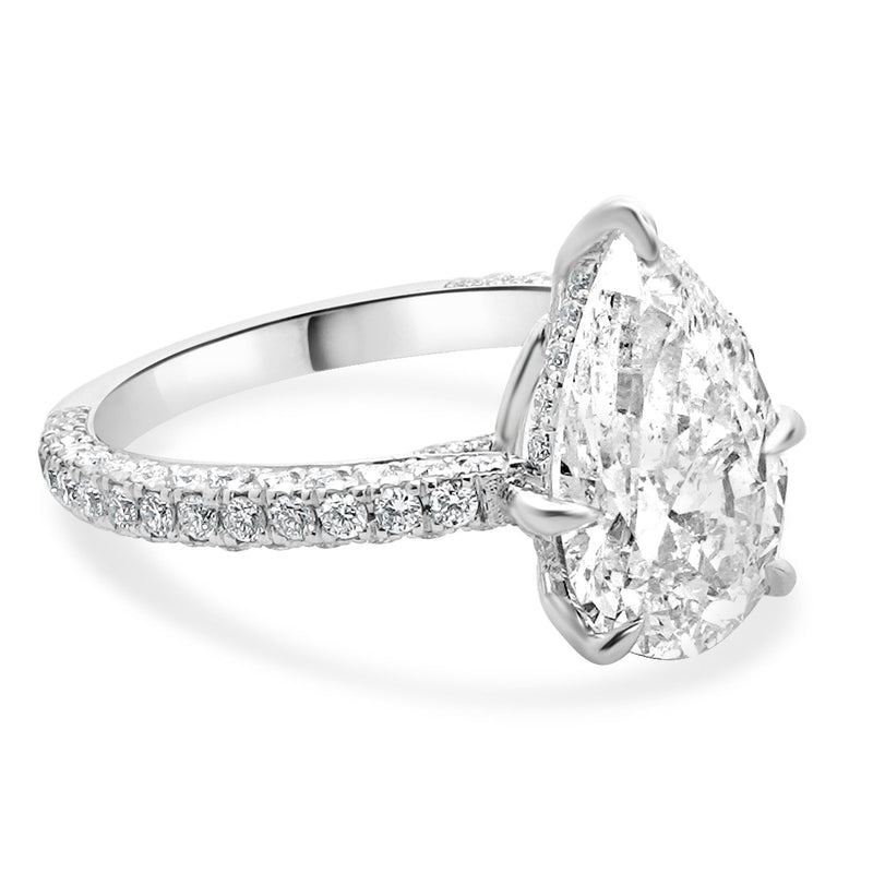 18 Karat White Gold Pear Diamond Engagement Ring