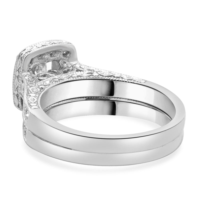 14 Karat White Gold Princess Cut Diamond Wedding Set