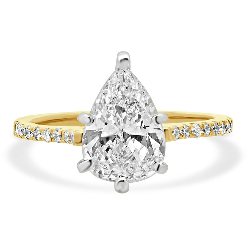 14 Karat Yellow Gold Pear Cut Diamond Engagement Ring