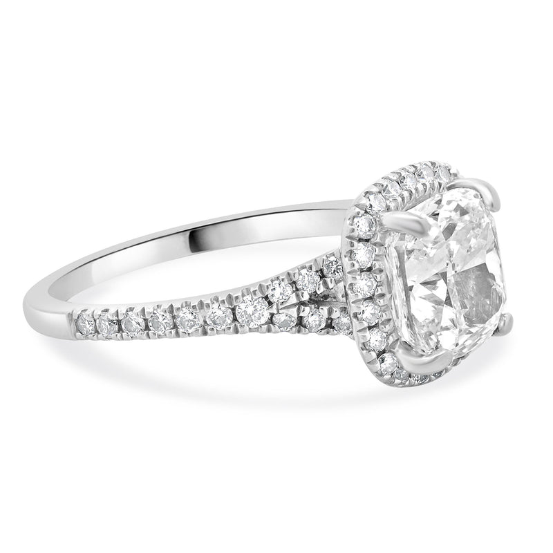 14 Karat White Gold Cushion Cut Diamond Engagement Ring