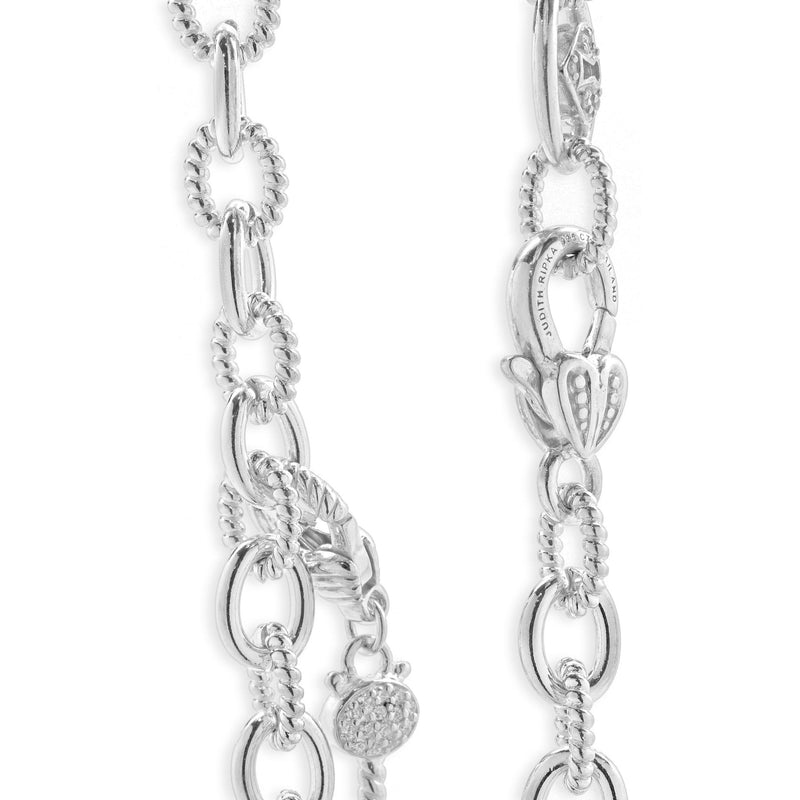 Judith Ripka Sterling Silver Clear Crystal Key to My Heart Necklace