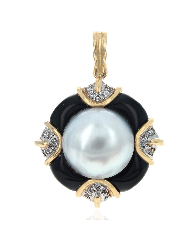 Mabe Pearl, Black Onyx and Diamond Enhancer Pendant