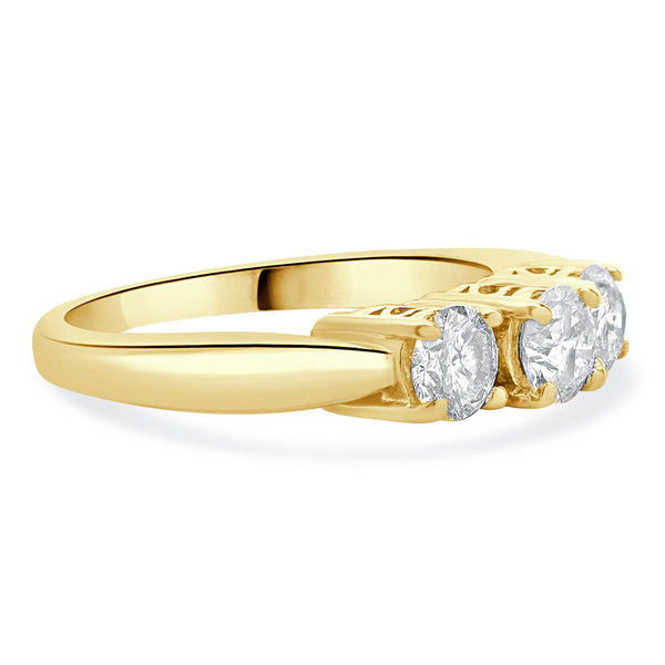 14 Karat Yellow Gold Past, Present, Future Diamond Engagement Ring