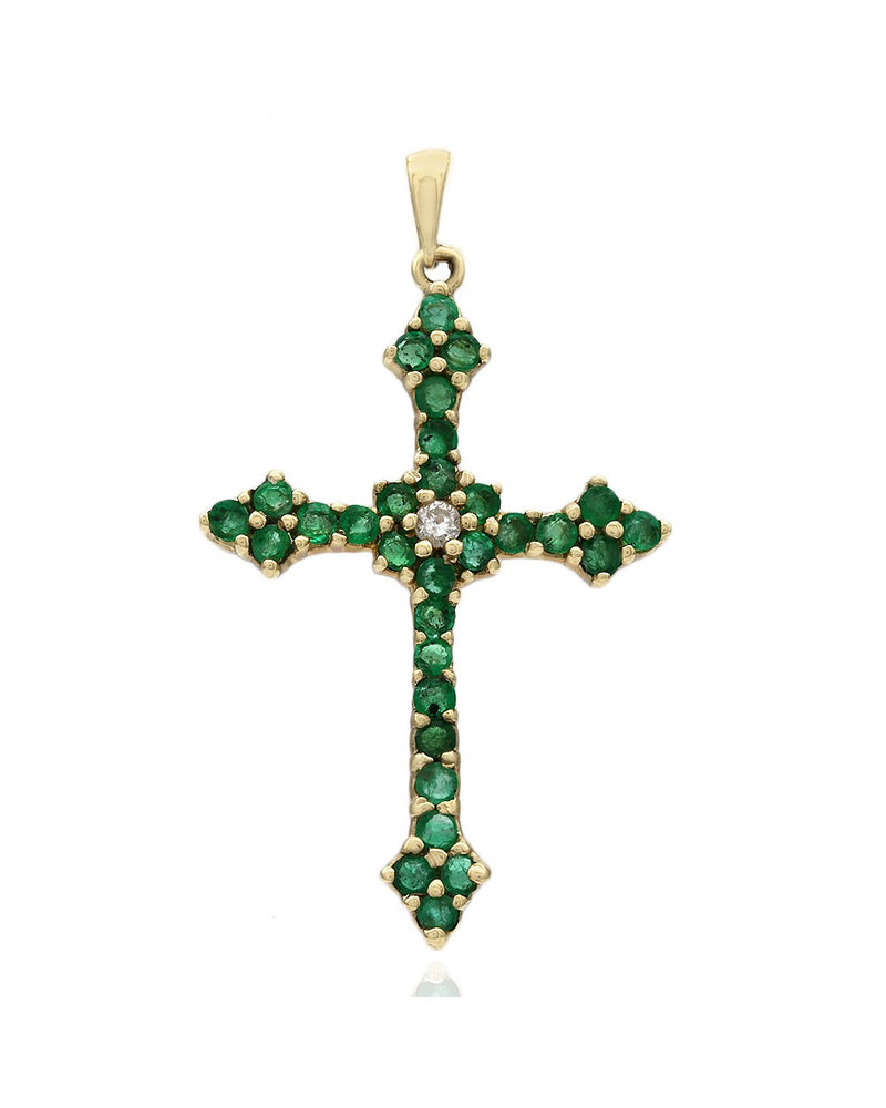 Emerald and Diamond Cross Pendant