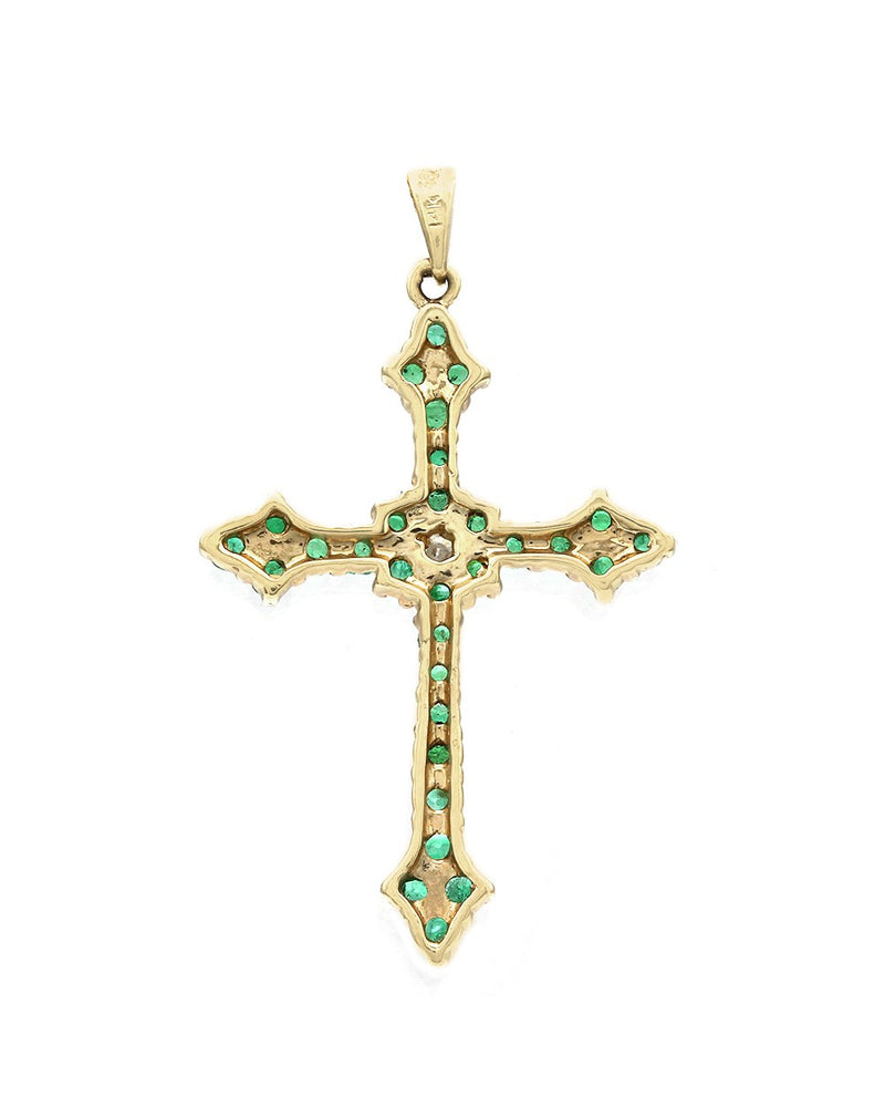 Emerald and Diamond Cross Pendant