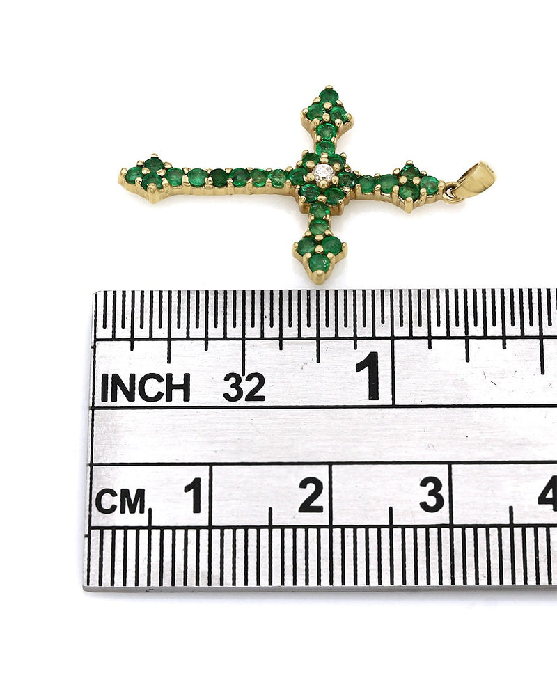 Emerald and Diamond Cross Pendant