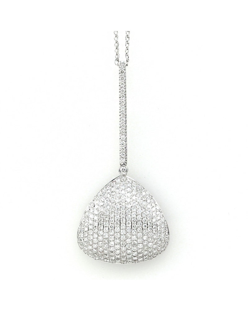 Pave Diamond Triangle Drop Pendant in 18K White Gold