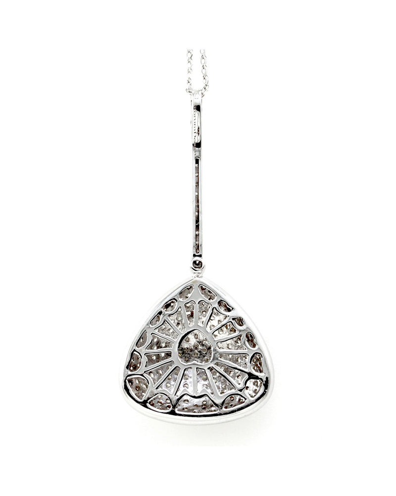 Pave Diamond Triangle Drop Pendant in 18K White Gold