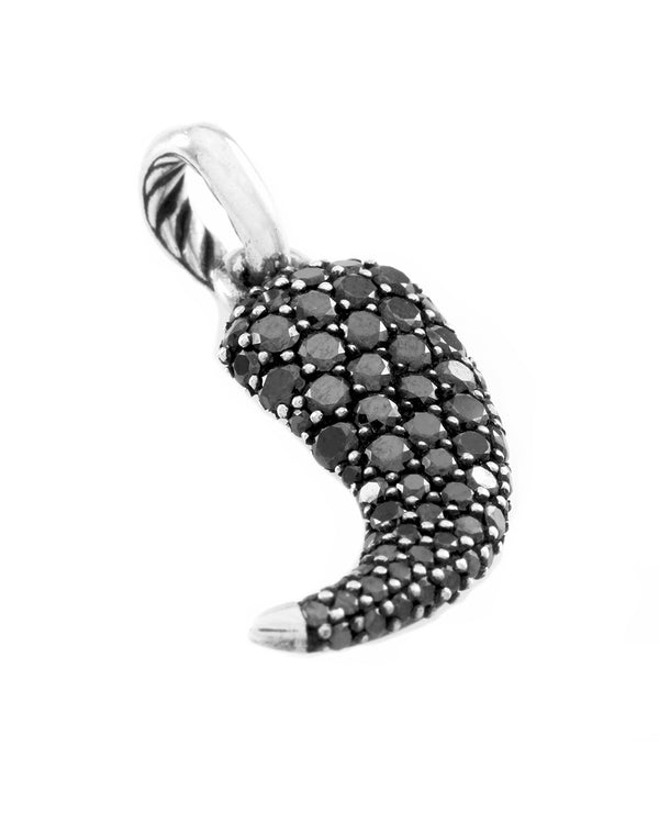 Gent's YURMAN 'Petrvs Lynx' Black Diamond Pendant in Silver