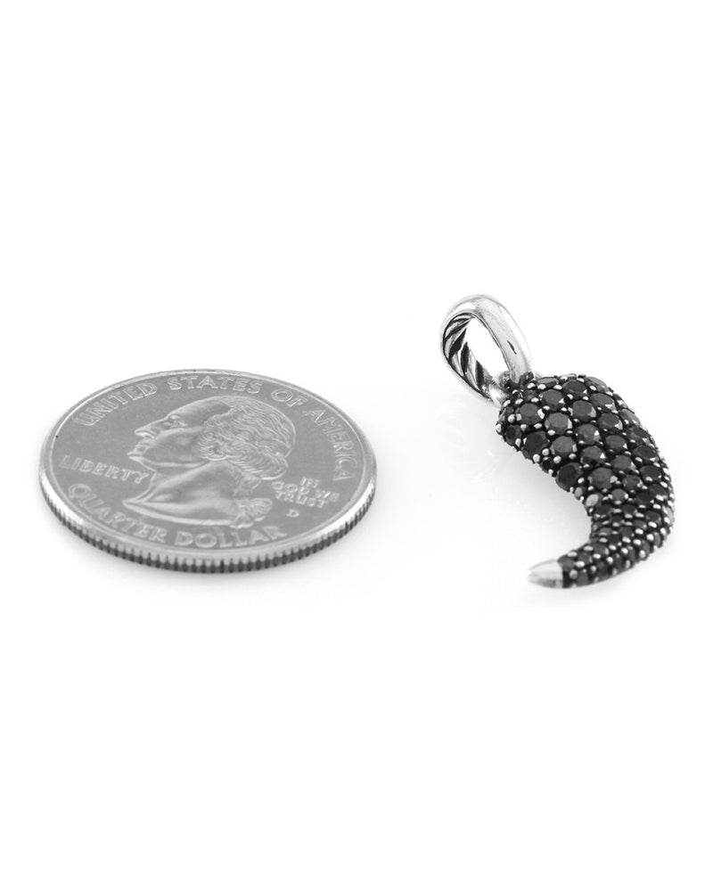 Gent's YURMAN 'Petrvs Lynx' Black Diamond Pendant in Silver