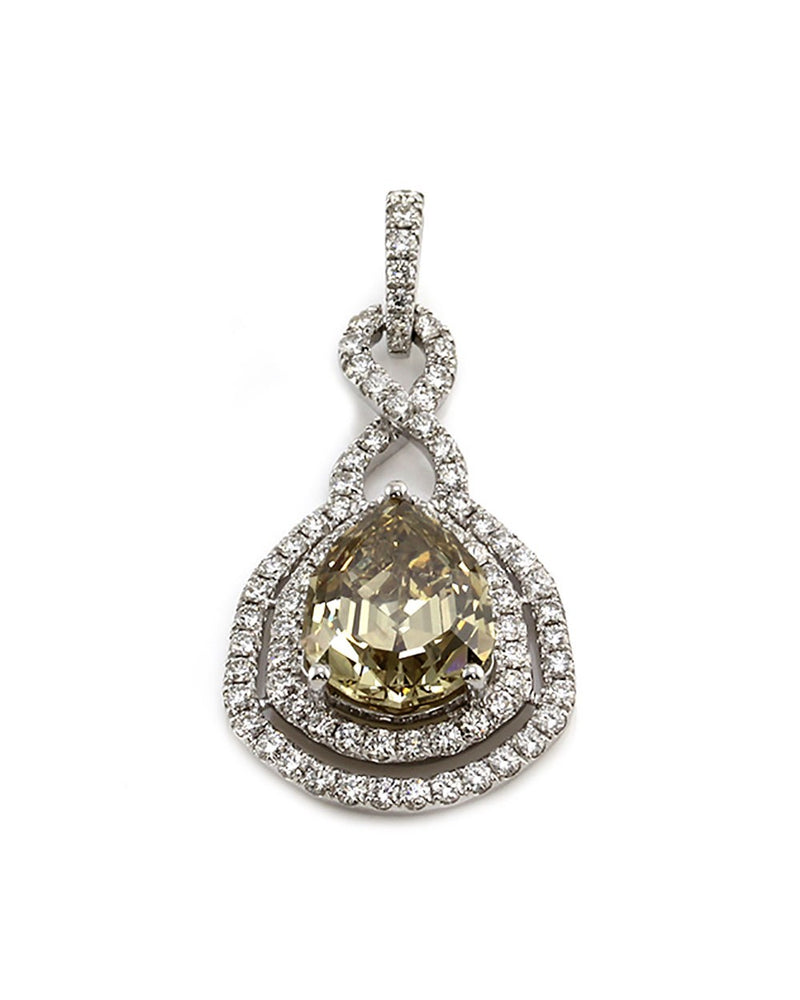 GIA Certified Modified Pear Cut Diamond Double Halo Pendant