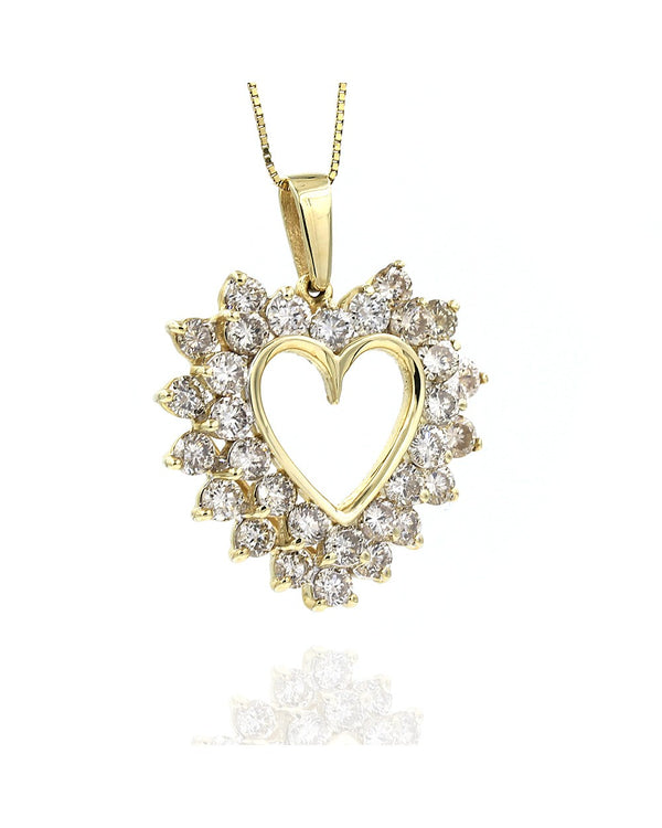 14 Karat Yellow Gold Diamond Open Heart