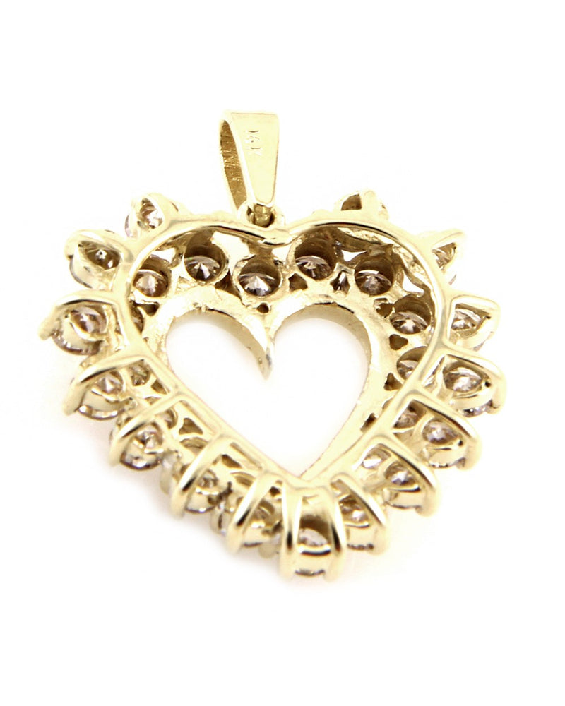 14 Karat Yellow Gold Diamond Open Heart