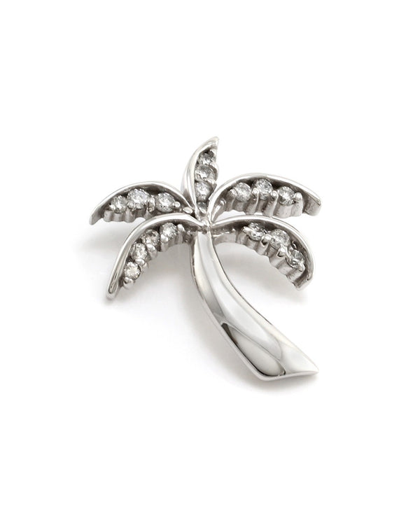 Diamond Palm Tree Pendant in White Gold