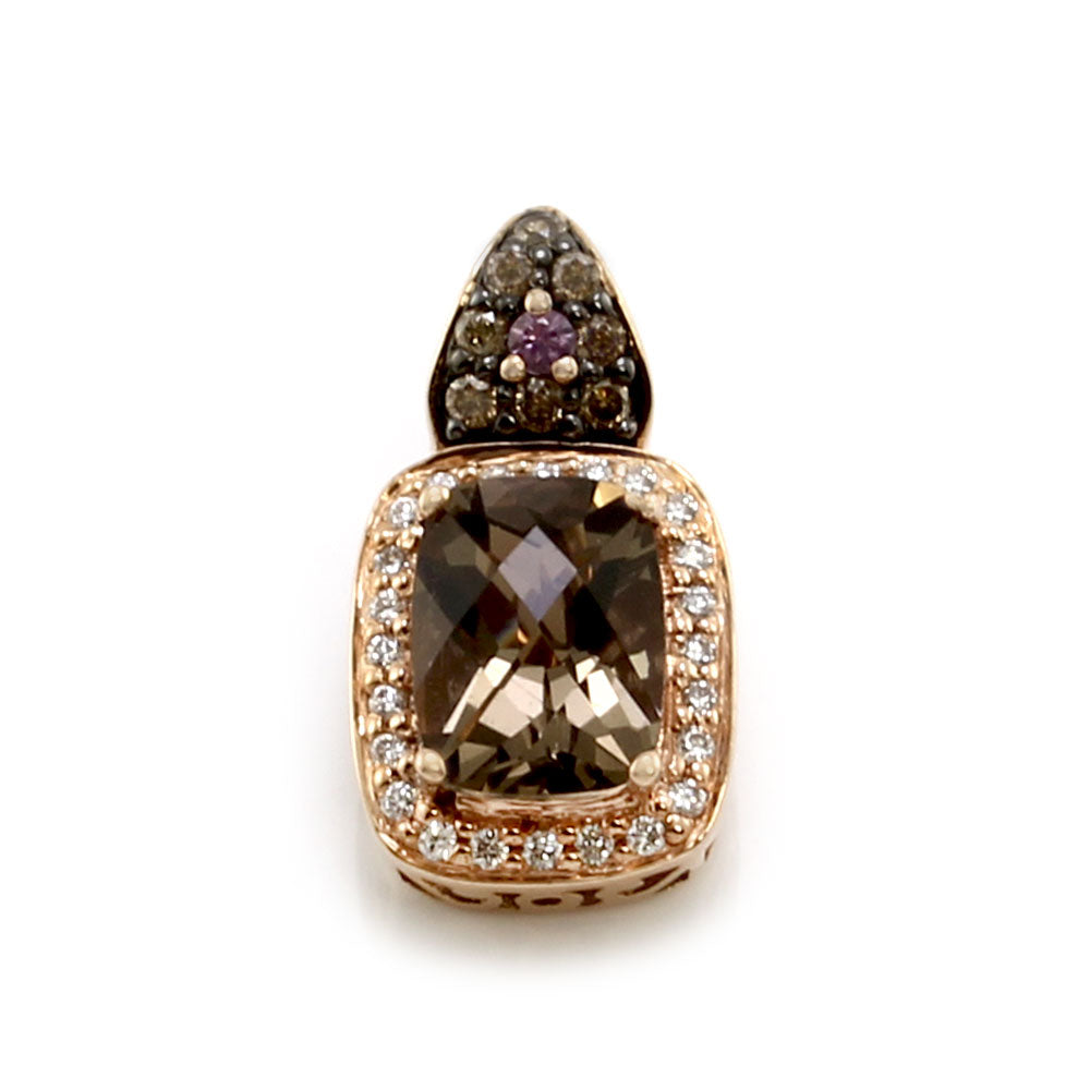 Le Vian Chocolate Quartz and Diamond Drop Pendant