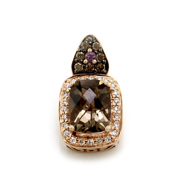 Le Vian Chocolate Quartz and Diamond Drop Pendant