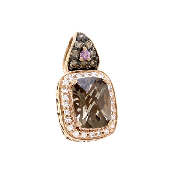 Le Vian Chocolate Quartz and Diamond Drop Pendant