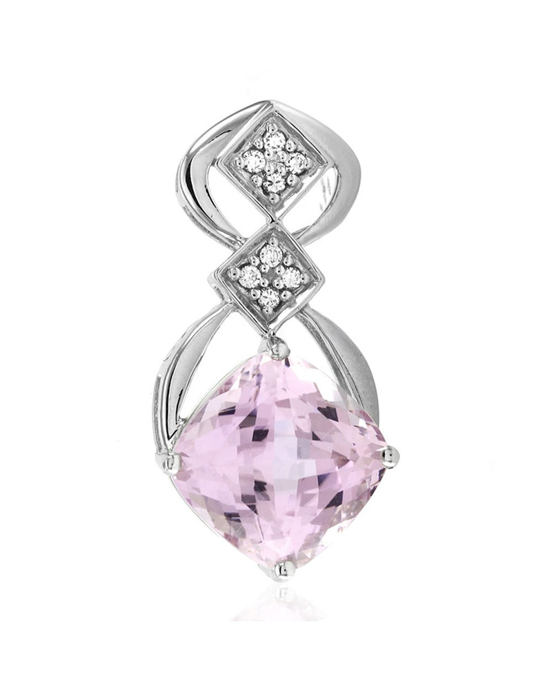 Kunzite and Diamond Drop Pendant in Gold