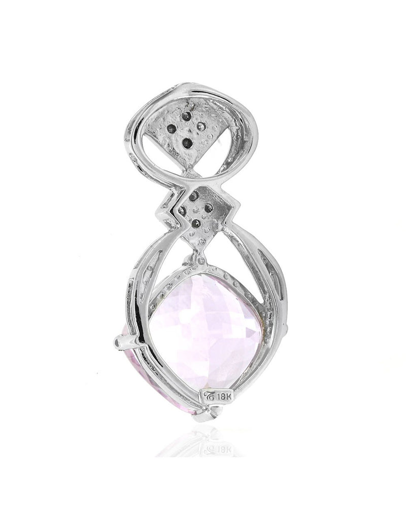 Kunzite and Diamond Drop Pendant in Gold