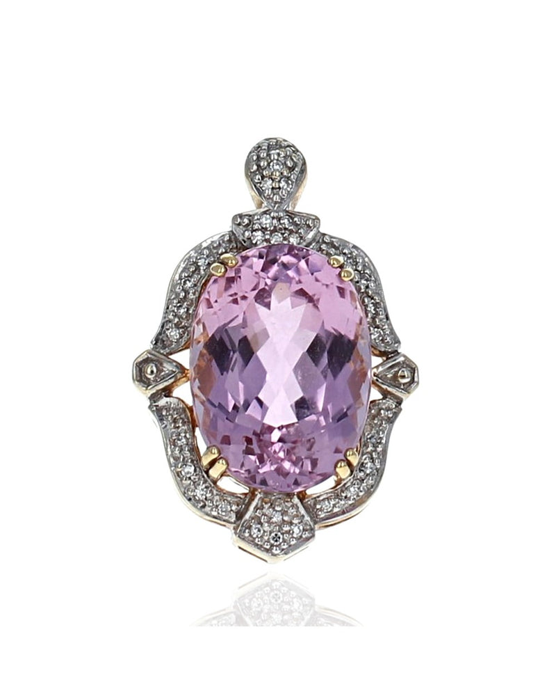 Kunzite and Diamond Micro Pave Drop Pendant