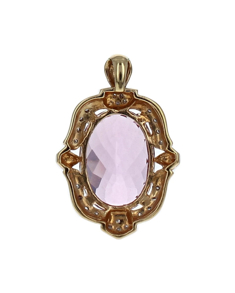 Kunzite and Diamond Micro Pave Drop Pendant