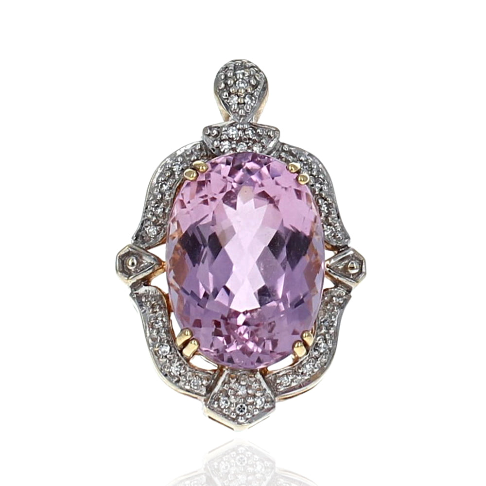 Kunzite and Diamond Micro Pave Drop Pendant
