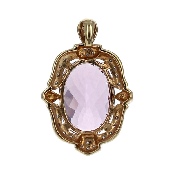 Kunzite and Diamond Micro Pave Drop Pendant