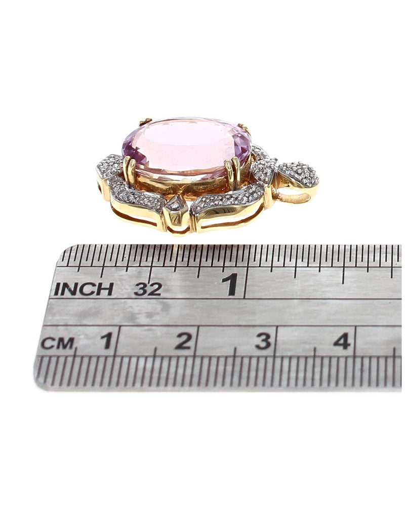 Kunzite and Diamond Micro Pave Drop Pendant