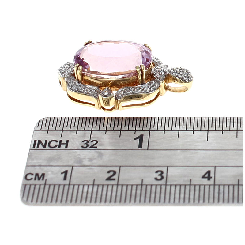 Kunzite and Diamond Micro Pave Drop Pendant
