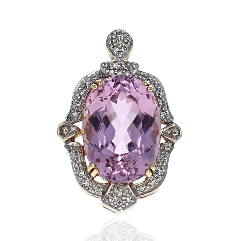 Kunzite and Diamond Micro Pave Drop Pendant
