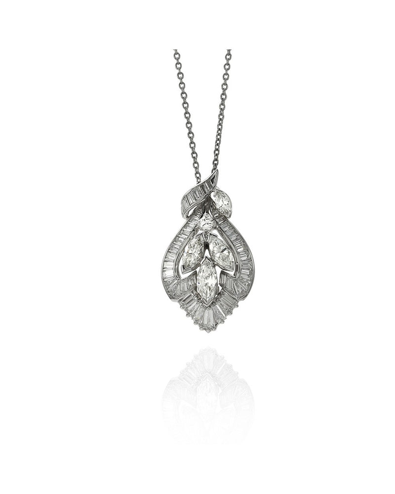 Diamond Drop Pendant in Platinum