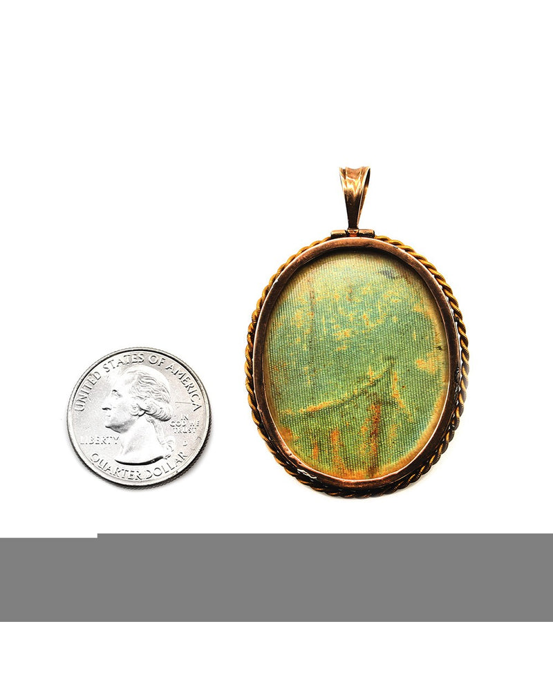 Antique Lava Cameo Pendant in Copper