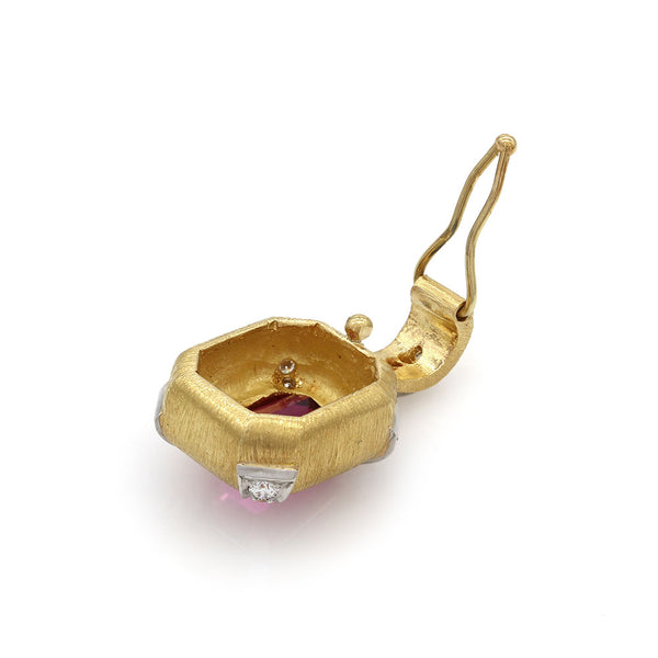Rubellite Tourmaline and Diamond Drop Pendant
