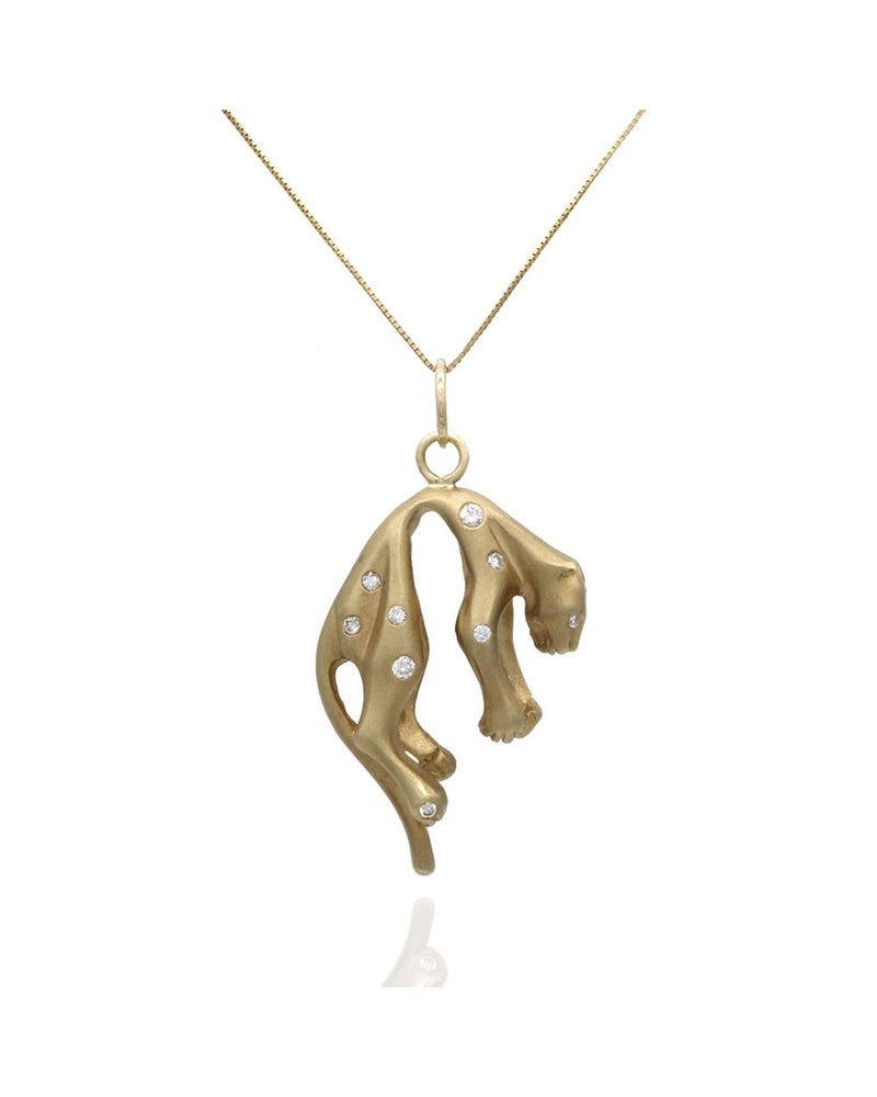 Leopard Drop Pendant with Diamond Spots in Gold