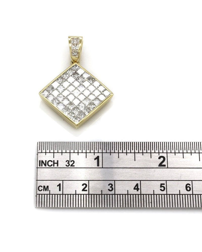 Invisible Set Princess Diamond Pendant in Gold