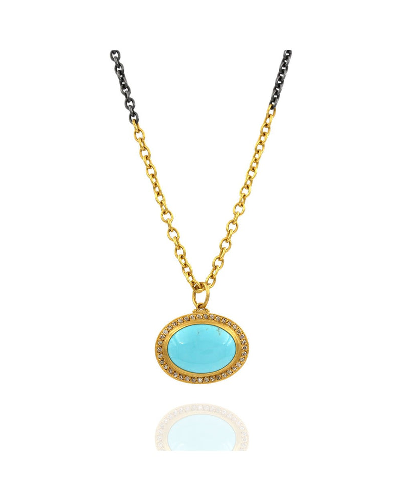 Lika Behar Turquoise and Diamond Pendant in Silver and Gold