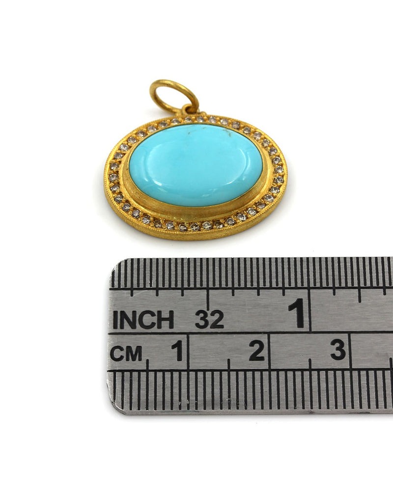 Lika Behar Turquoise and Diamond Pendant in Silver and Gold